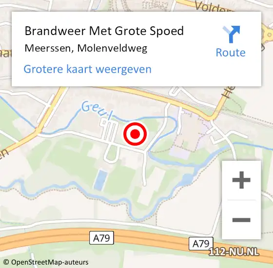 Locatie op kaart van de 112 melding: Brandweer Met Grote Spoed Naar Meerssen, Molenveldweg op 5 januari 2022 08:04