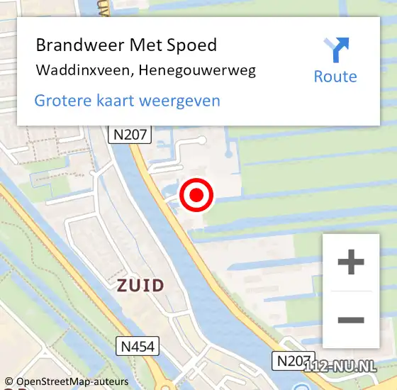 Locatie op kaart van de 112 melding: Brandweer Met Spoed Naar Waddinxveen, Henegouwerweg op 5 januari 2022 08:31