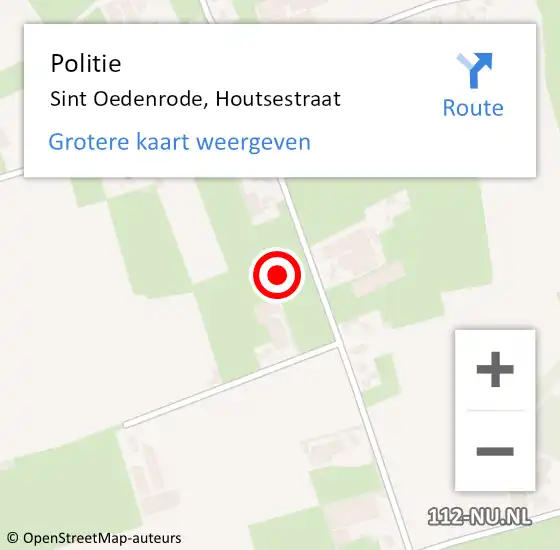 Locatie op kaart van de 112 melding: Politie Sint Oedenrode, Houtsestraat op 5 januari 2022 08:51