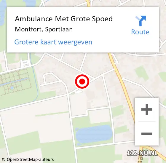 Locatie op kaart van de 112 melding: Ambulance Met Grote Spoed Naar Montfort, Sportlaan op 5 januari 2022 08:59