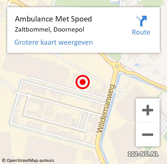 Locatie op kaart van de 112 melding: Ambulance Met Spoed Naar Zaltbommel, Doornepol op 5 januari 2022 09:06