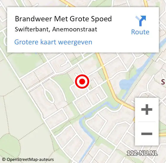 Locatie op kaart van de 112 melding: Brandweer Met Grote Spoed Naar Swifterbant, Anemoonstraat op 5 januari 2022 09:09