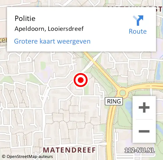 Locatie op kaart van de 112 melding: Politie Apeldoorn, Looiersdreef op 5 januari 2022 09:17