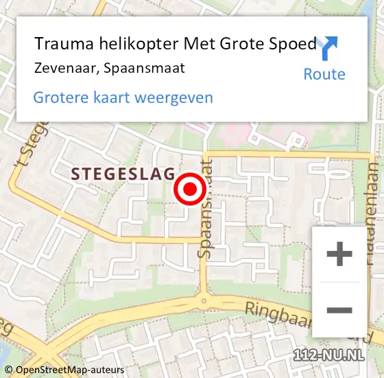 Locatie op kaart van de 112 melding: Trauma helikopter Met Grote Spoed Naar Zevenaar, Spaansmaat op 5 januari 2022 09:18