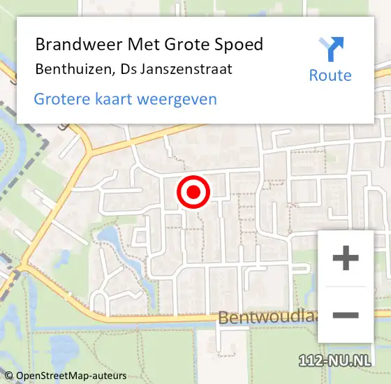 Locatie op kaart van de 112 melding: Brandweer Met Grote Spoed Naar Benthuizen, Ds Janszenstraat op 5 januari 2022 09:25