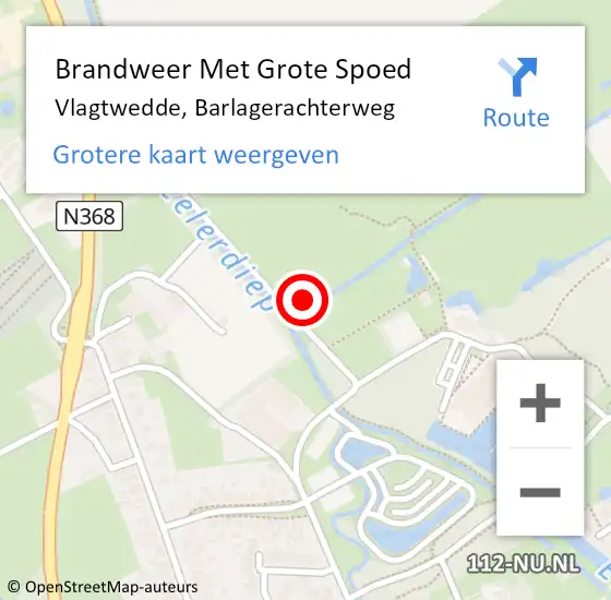 Locatie op kaart van de 112 melding: Brandweer Met Grote Spoed Naar Vlagtwedde, Barlagerachterweg op 5 januari 2022 09:33