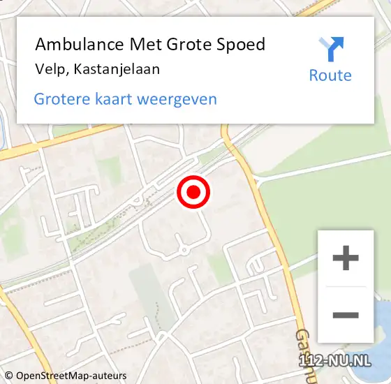Locatie op kaart van de 112 melding: Ambulance Met Grote Spoed Naar Velp, Kastanjelaan op 5 januari 2022 09:43