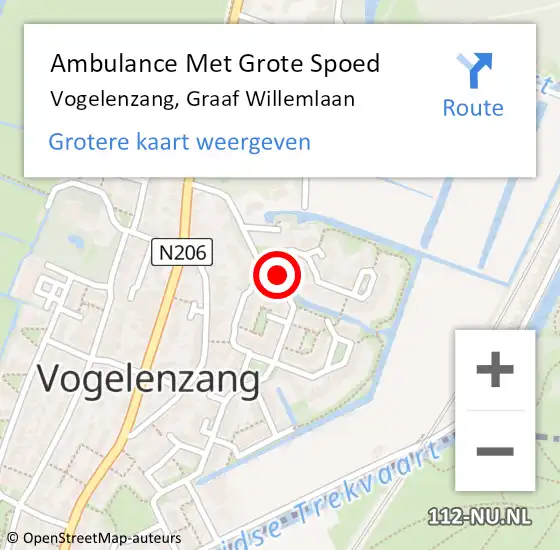 Locatie op kaart van de 112 melding: Ambulance Met Grote Spoed Naar Vogelenzang, Graaf Willemlaan op 5 januari 2022 09:44