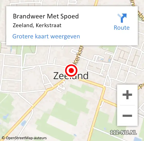 Locatie op kaart van de 112 melding: Brandweer Met Spoed Naar Zeeland, Kerkstraat op 5 januari 2022 09:50