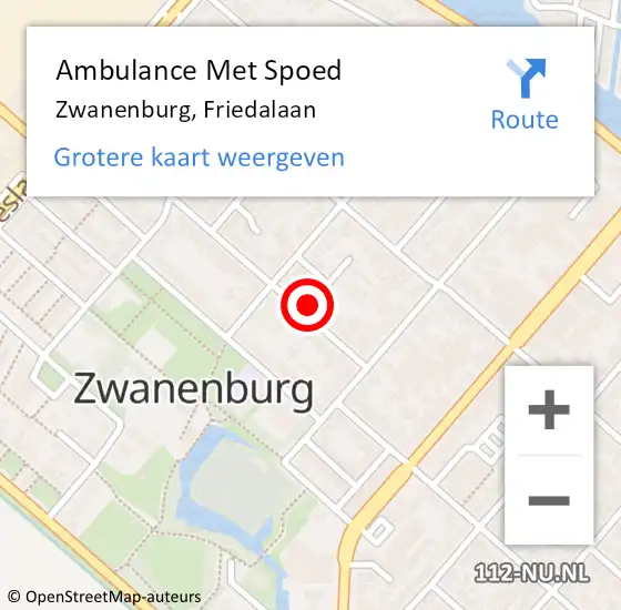 Locatie op kaart van de 112 melding: Ambulance Met Spoed Naar Zwanenburg, Friedalaan op 5 januari 2022 10:13