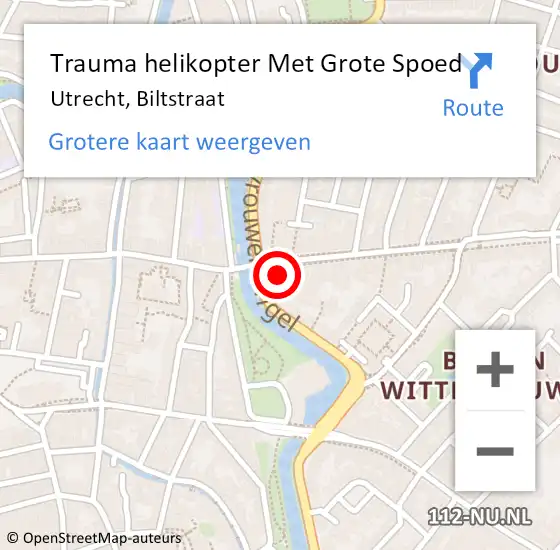 Locatie op kaart van de 112 melding: Trauma helikopter Met Grote Spoed Naar Utrecht, Biltstraat op 5 januari 2022 10:19