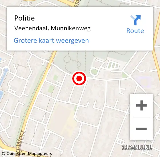 Locatie op kaart van de 112 melding: Politie Veenendaal, Munnikenweg op 5 januari 2022 10:25