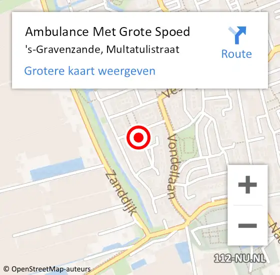 Locatie op kaart van de 112 melding: Ambulance Met Grote Spoed Naar 's-Gravenzande, Multatulistraat op 5 januari 2022 10:36