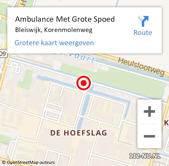 Locatie op kaart van de 112 melding: Ambulance Met Grote Spoed Naar Bleiswijk, Korenmolenweg op 5 januari 2022 11:03