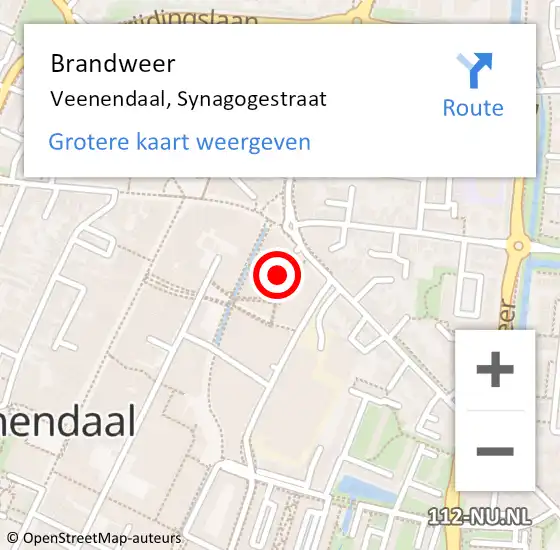 Locatie op kaart van de 112 melding: Brandweer Veenendaal, Synagogestraat op 5 januari 2022 11:03