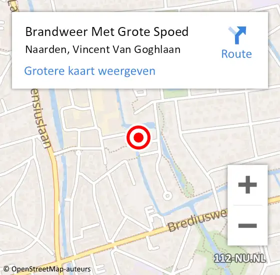 Locatie op kaart van de 112 melding: Brandweer Met Grote Spoed Naar Naarden, Vincent Van Goghlaan op 4 juli 2014 12:43