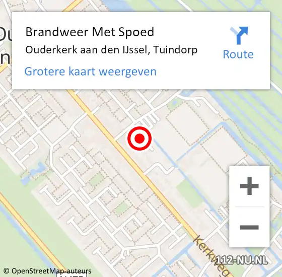 Locatie op kaart van de 112 melding: Brandweer Met Spoed Naar Ouderkerk aan den IJssel, Tuindorp op 5 januari 2022 11:59