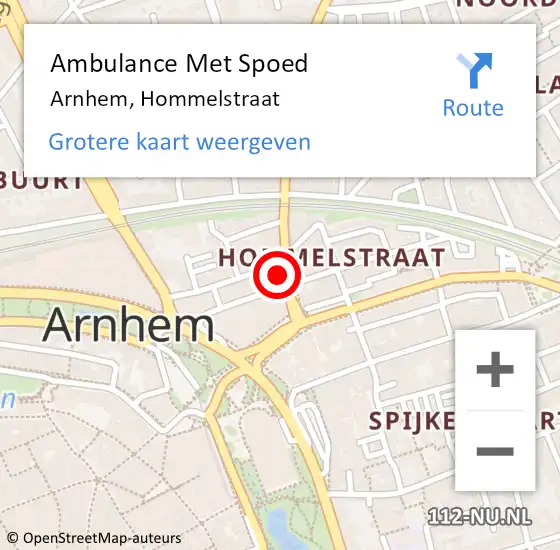 Locatie op kaart van de 112 melding: Ambulance Met Spoed Naar Arnhem, Hommelstraat op 5 januari 2022 11:59