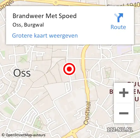 Locatie op kaart van de 112 melding: Brandweer Met Spoed Naar Oss, Burgwal op 5 januari 2022 12:16