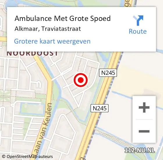 Locatie op kaart van de 112 melding: Ambulance Met Grote Spoed Naar Alkmaar, Traviatastraat op 5 januari 2022 12:33