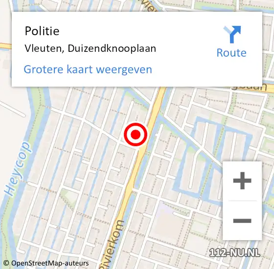 Locatie op kaart van de 112 melding: Politie Vleuten, Duizendknooplaan op 5 januari 2022 12:58
