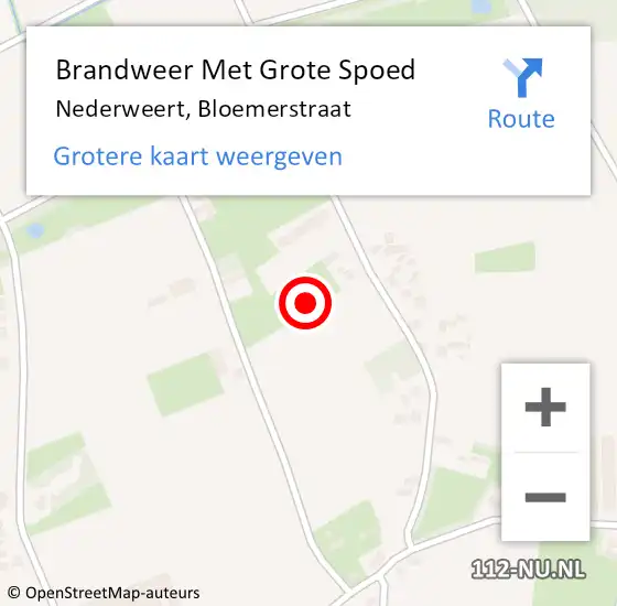 Locatie op kaart van de 112 melding: Brandweer Met Grote Spoed Naar Nederweert, Bloemerstraat op 5 januari 2022 13:02