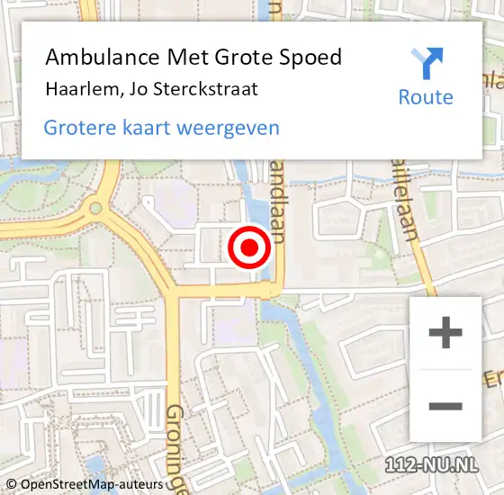 Locatie op kaart van de 112 melding: Ambulance Met Grote Spoed Naar Haarlem, Jo Sterckstraat op 5 januari 2022 13:02