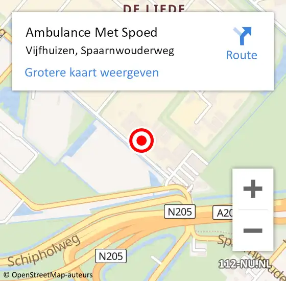 Locatie op kaart van de 112 melding: Ambulance Met Spoed Naar Vijfhuizen, Spaarnwouderweg op 5 januari 2022 13:06