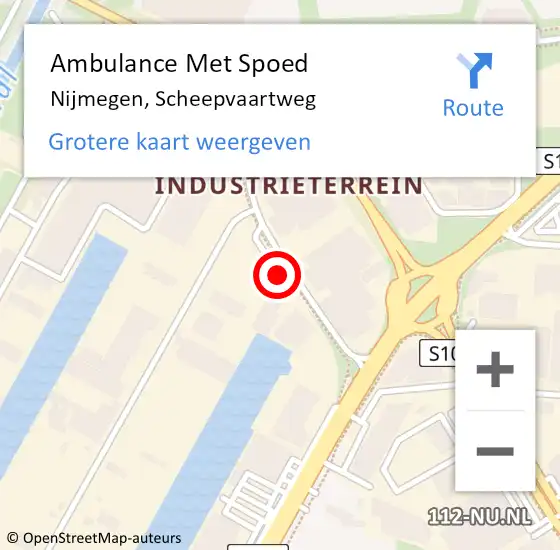 Locatie op kaart van de 112 melding: Ambulance Met Spoed Naar Nijmegen, Scheepvaartweg op 5 januari 2022 13:12