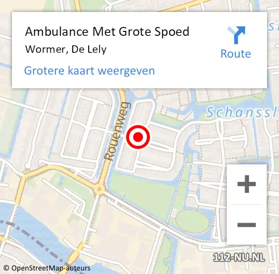 Locatie op kaart van de 112 melding: Ambulance Met Grote Spoed Naar Wormer, De Lely op 5 januari 2022 13:28