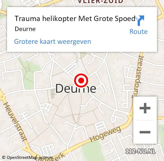 Locatie op kaart van de 112 melding: Trauma helikopter Met Grote Spoed Naar Deurne op 5 januari 2022 13:32