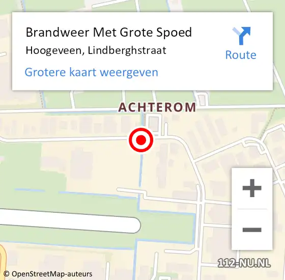 Locatie op kaart van de 112 melding: Brandweer Met Grote Spoed Naar Hoogeveen, Lindberghstraat op 5 januari 2022 13:34