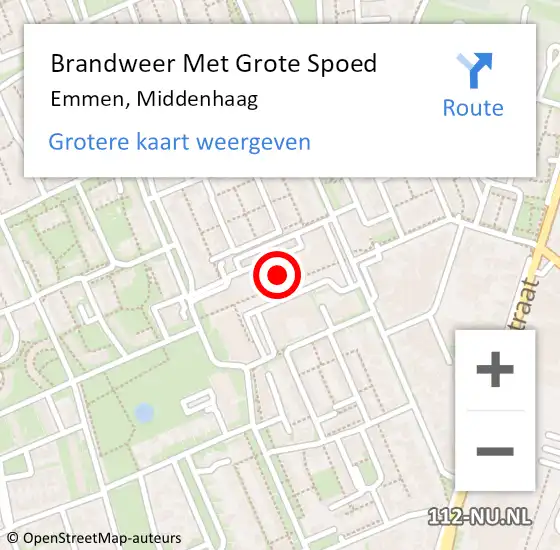 Locatie op kaart van de 112 melding: Brandweer Met Grote Spoed Naar Emmen, Middenhaag op 5 januari 2022 14:18