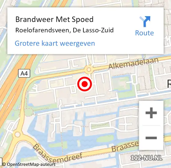 Locatie op kaart van de 112 melding: Brandweer Met Spoed Naar Roelofarendsveen, De Lasso-Zuid op 7 oktober 2013 10:33