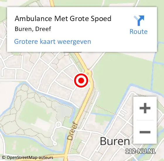 Locatie op kaart van de 112 melding: Ambulance Met Grote Spoed Naar Buren, Dreef op 4 juli 2014 13:00