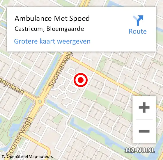 Locatie op kaart van de 112 melding: Ambulance Met Spoed Naar Castricum, Bloemgaarde op 5 januari 2022 14:57