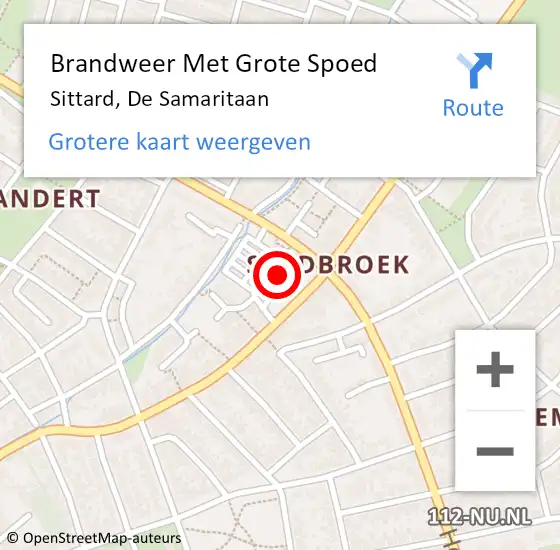 Locatie op kaart van de 112 melding: Brandweer Met Grote Spoed Naar Sittard, De Samaritaan op 5 januari 2022 15:13