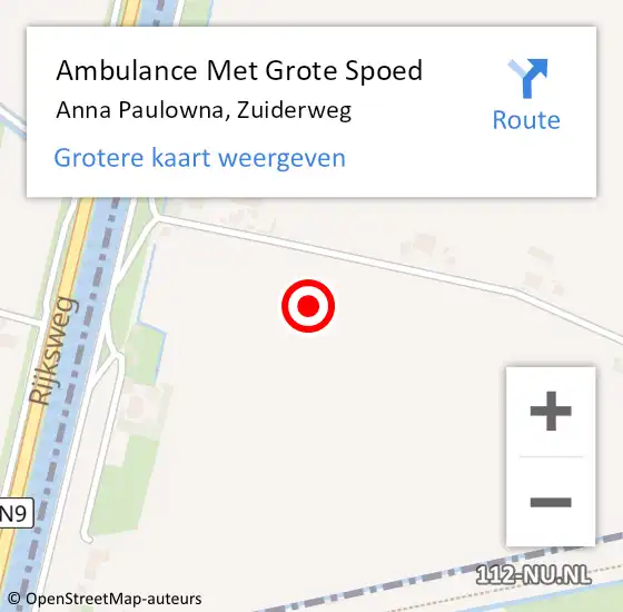 Locatie op kaart van de 112 melding: Ambulance Met Grote Spoed Naar Anna Paulowna, Zuiderweg op 5 januari 2022 15:15