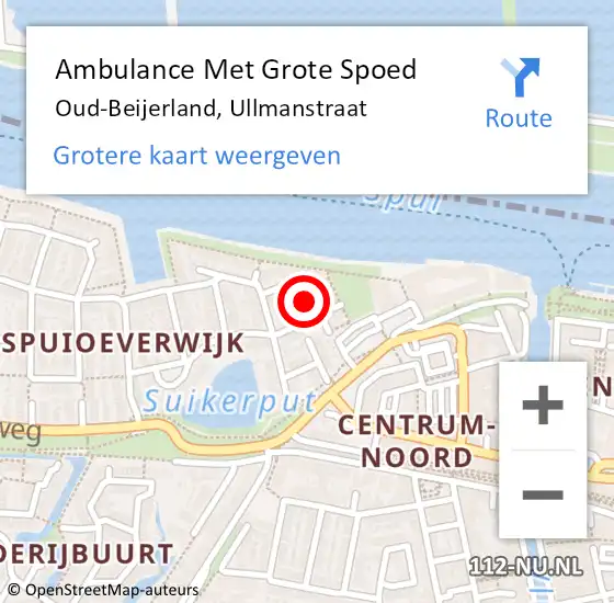 Locatie op kaart van de 112 melding: Ambulance Met Grote Spoed Naar Oud-Beijerland, Ullmanstraat op 5 januari 2022 15:22