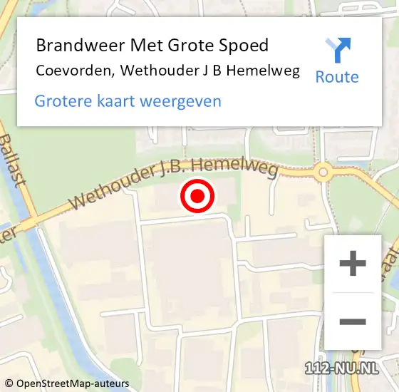 Locatie op kaart van de 112 melding: Brandweer Met Grote Spoed Naar Coevorden, Wethouder J B Hemelweg op 5 januari 2022 15:24