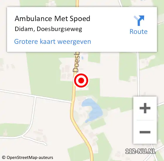 Locatie op kaart van de 112 melding: Ambulance Met Spoed Naar Didam, Doesburgseweg op 5 januari 2022 15:49