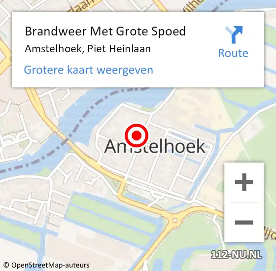 Locatie op kaart van de 112 melding: Brandweer Met Grote Spoed Naar Amstelhoek, Piet Heinlaan op 5 januari 2022 16:10