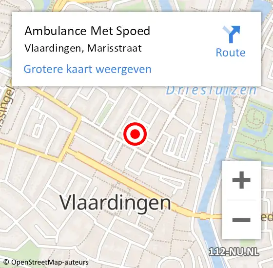 Locatie op kaart van de 112 melding: Ambulance Met Spoed Naar Vlaardingen, Marisstraat op 5 januari 2022 16:34