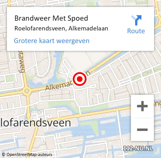 Locatie op kaart van de 112 melding: Brandweer Met Spoed Naar Roelofarendsveen, Alkemadelaan op 5 januari 2022 16:45