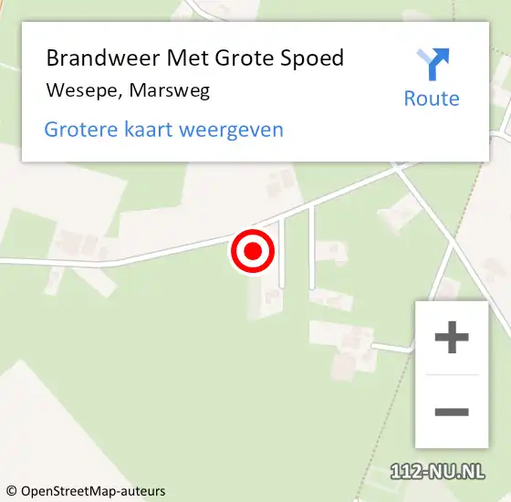 Locatie op kaart van de 112 melding: Brandweer Met Grote Spoed Naar Wesepe, Marsweg op 5 januari 2022 16:48