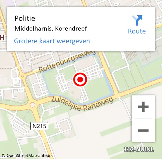 Locatie op kaart van de 112 melding: Politie Middelharnis, Korendreef op 5 januari 2022 17:04