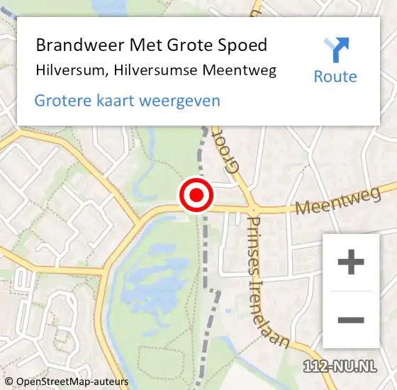 Locatie op kaart van de 112 melding: Brandweer Met Grote Spoed Naar Hilversum, Hilversumse Meentweg op 5 januari 2022 17:06