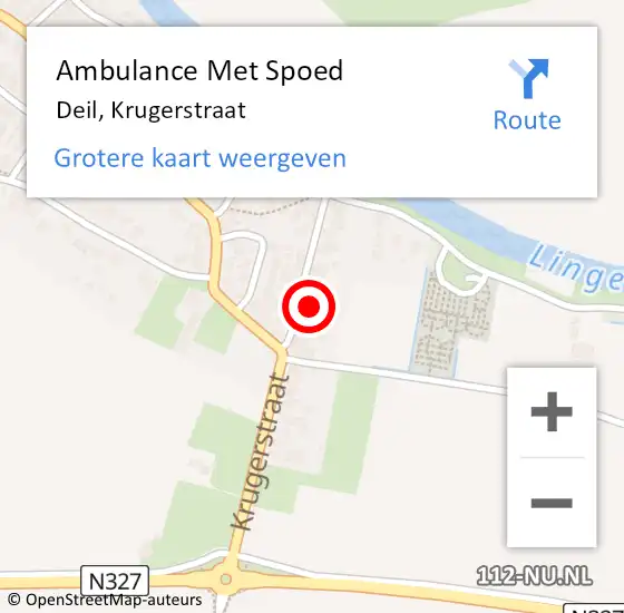 Locatie op kaart van de 112 melding: Ambulance Met Spoed Naar Deil, Krugerstraat op 5 januari 2022 17:14