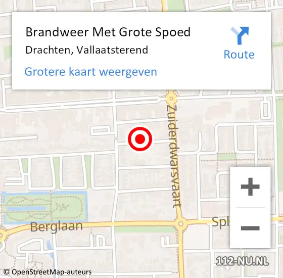 Locatie op kaart van de 112 melding: Brandweer Met Grote Spoed Naar Drachten, Vallaatsterend op 5 januari 2022 17:17