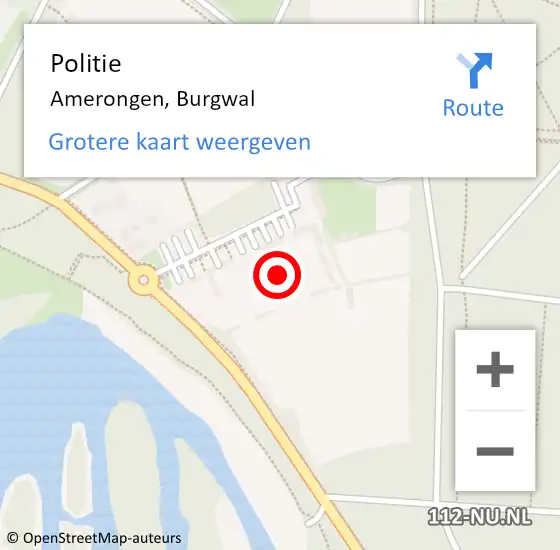 Locatie op kaart van de 112 melding: Politie Amerongen, Burgwal op 5 januari 2022 17:32